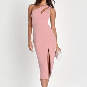 Cocktail Club Blush Pink One-Shoulder Midi Dress
